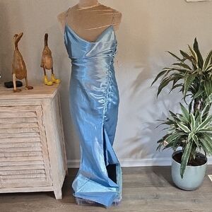 Elegant Blue Satin Dress